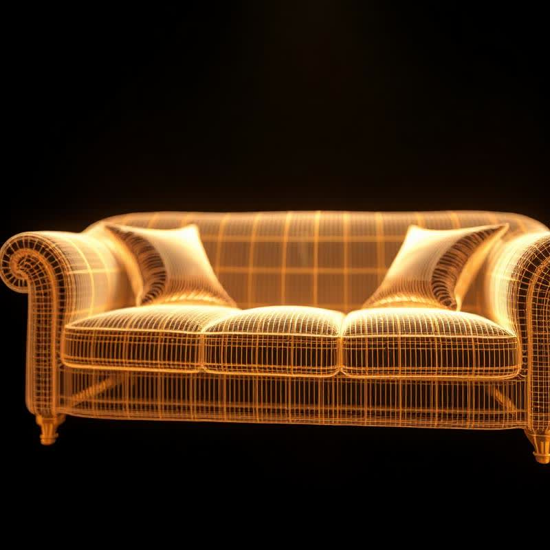 3D sofa wireframe preview
